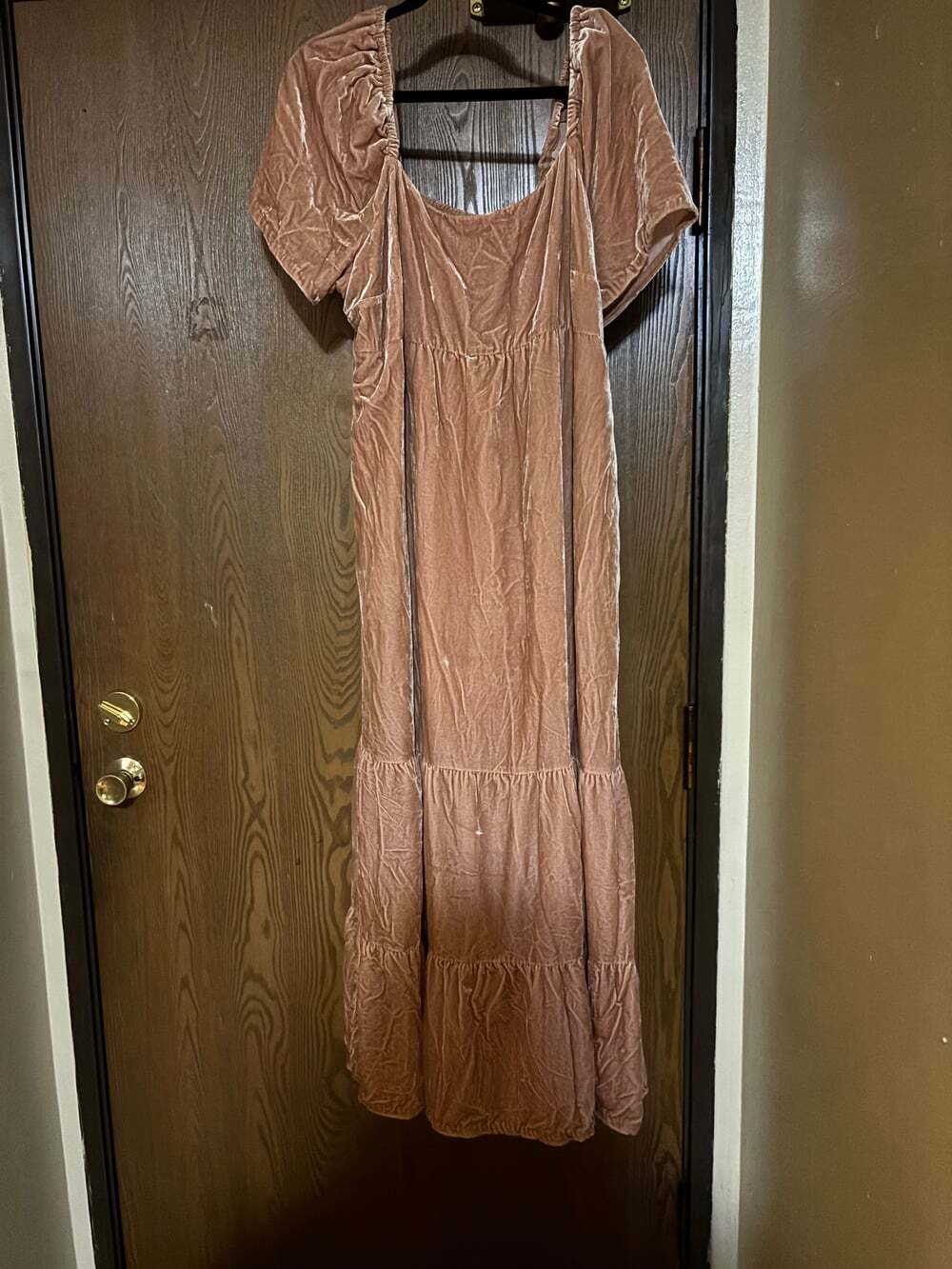 NWOT Anthropologie Peach Velvet Long Maxi Fall Preppy Dress